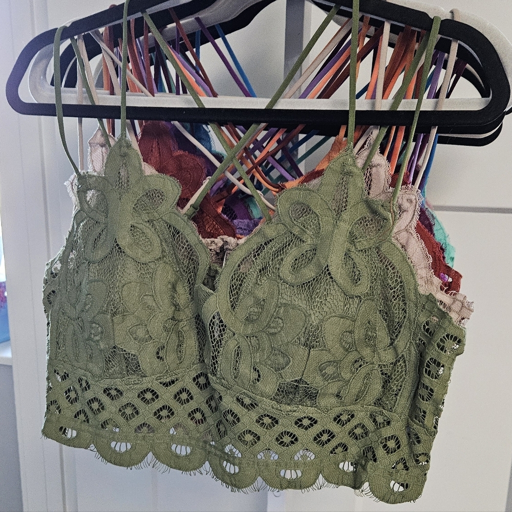 Olive Green Lace Crochet Camisole Bralette